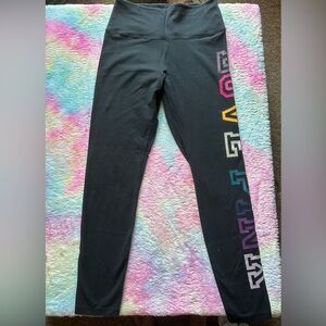 Black VS PINK Leggings with Colorful Lettering